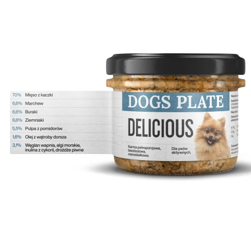 Dogs Plate Delicious 180g Karma monobiałkowa z mięsa z kaczki