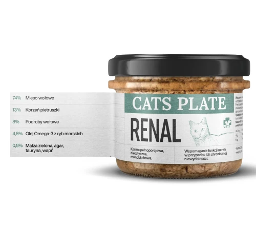Zestaw 48 słoików - Cats Plate Vet Renal z Wołowiną 180g