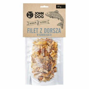 JOHN DOG Suszony filet z dorsza w kawałkach dla psa 80 g