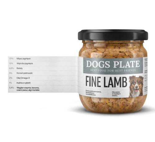 Dogs Plate Fine Lamb 360g Karma monobiałkowa z mięsa jagnięcego
