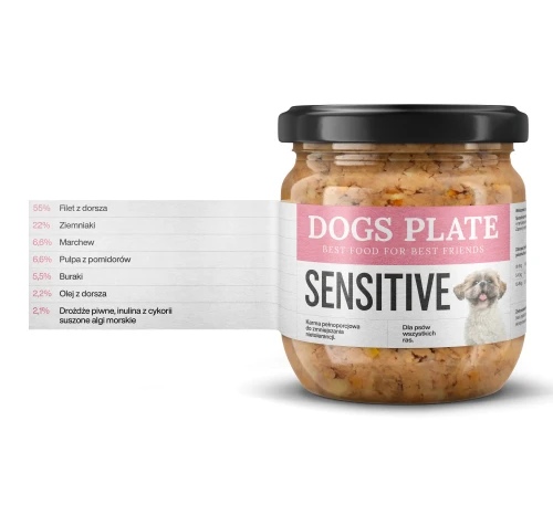 Dogs Plate Sensitive 360g Karma monobiałkowa z fileta z dorsza