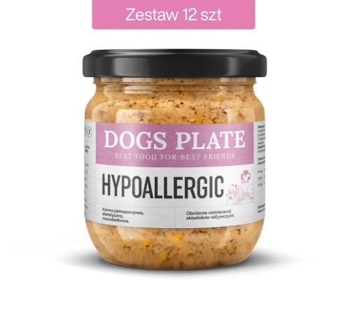 Zestaw 12 słoików - Dogs Plate Vet Hypoallergic 360g