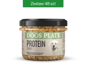  Zestaw 48 słoików - Dogs Plate Protein z mięsem z indyka 180g - oszczędzasz 134 PLN