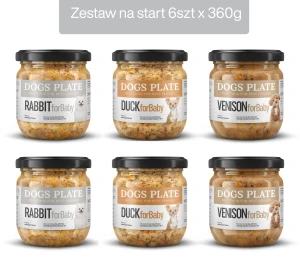  Zestaw 6 słoików na start dla szczeniąt - Dogs Plate for Baby 360g