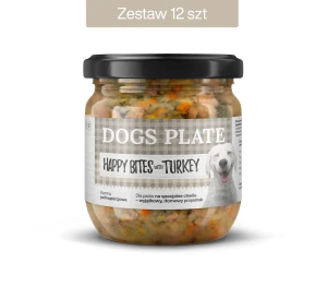  Zestaw 12 słoików - Dogs Plate Happy Bites z indykiem 380g - oszczędzasz 18 PLN