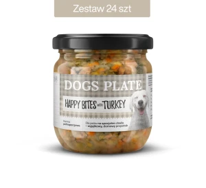 Zestaw 24 słoików - Dogs Plate Happy Bites z indykiem 380g - oszczędzasz 69 PLN 