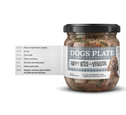 Zestaw 12 słoików - Dogs Plate Happy Bites z sarną 380g