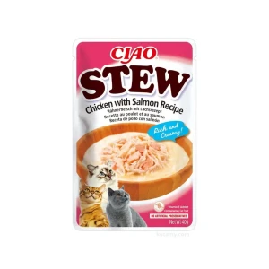 INABA Ciao Stew Potrawka w Sosie o Smaku Kurczaka i Łososia 40g