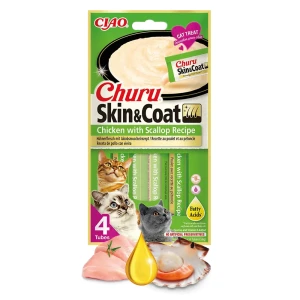INABA Churu Skin Coat Chicken Scallop - kurczak z przegrzebkami - przysmaki dla kotów 4x14g